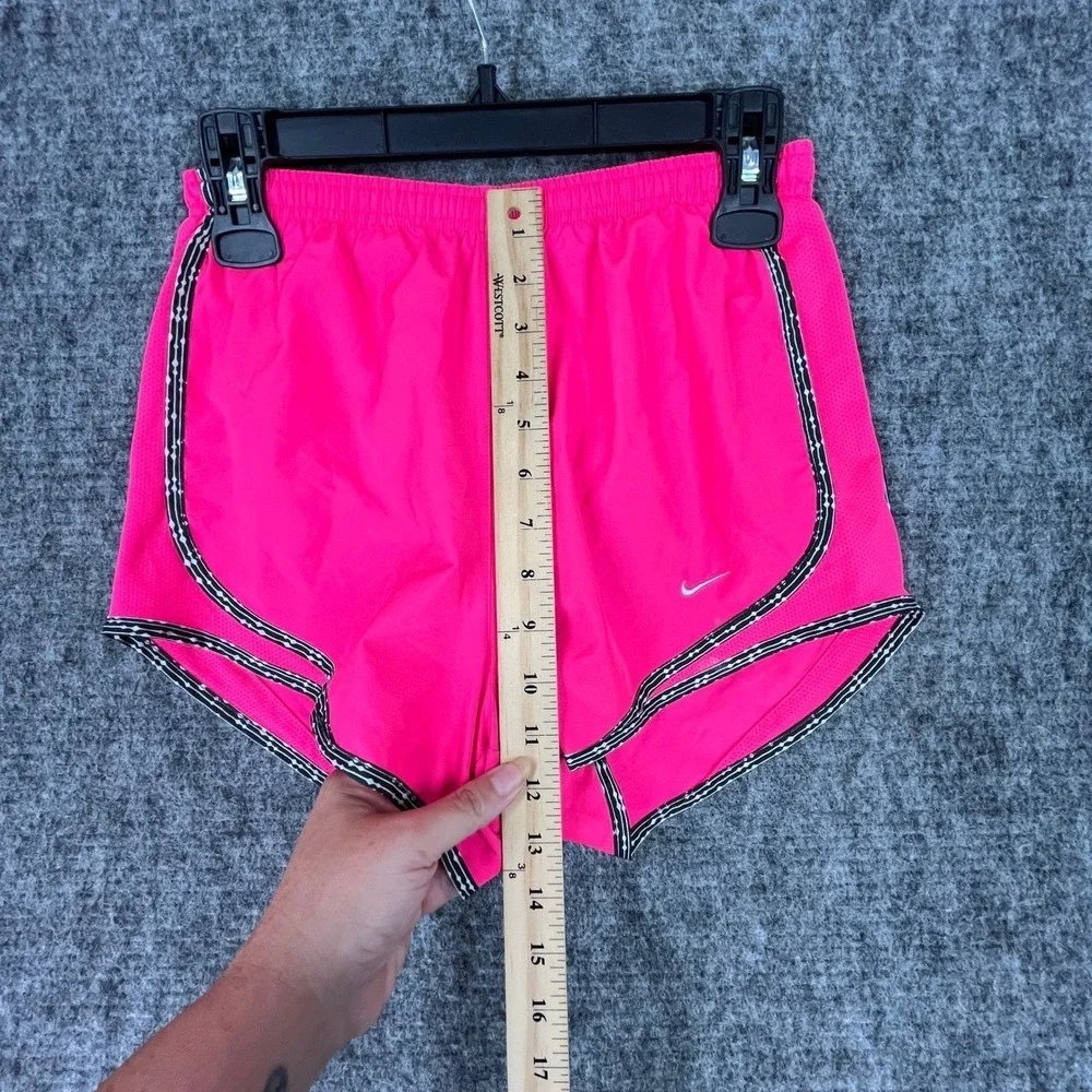 Nike Dri Fit Tempo Running Shorts Pink Black White Pattern Trim XS‎ Womens